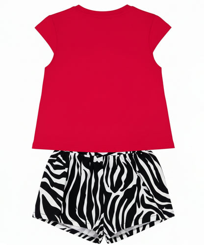 J&JP Girls Zebra Princess Graphic T-Shirt and Shorts Set