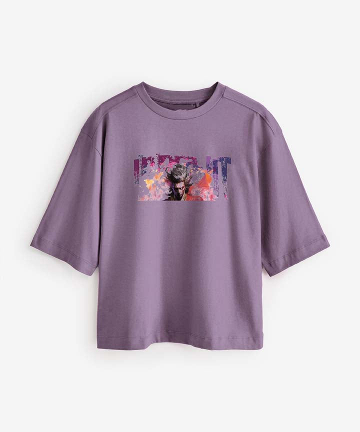 J&JP Women Oversized T-Shirt Indrajit Printed -Purple