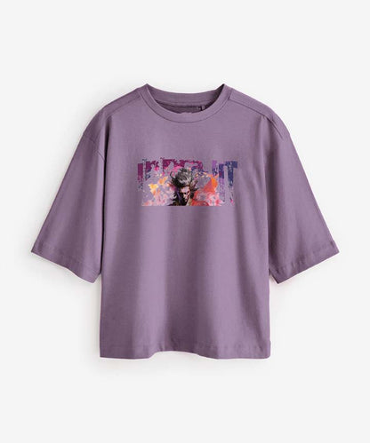 J&JP Women Oversized T-Shirt Indrajit Printed -Purple
