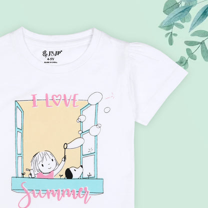 J&JP Kids Girls Printed Half Sleeve T-shirt