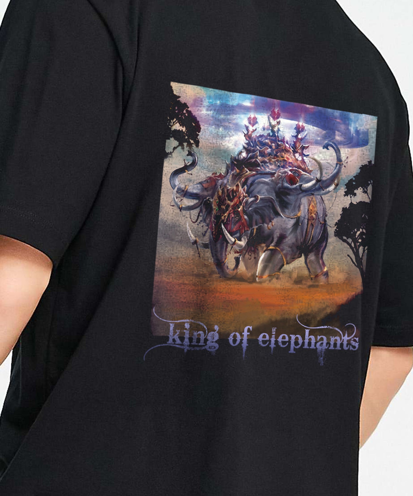 J&JP Airavath Printed Men Oversized T-Shirt - Black