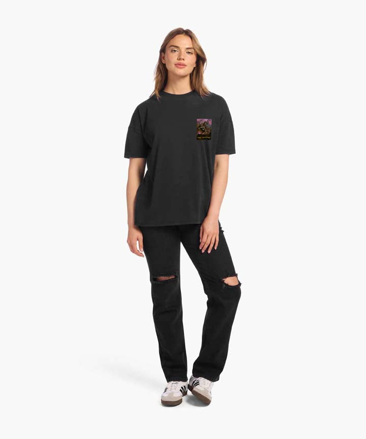 J&JP Women Yazhi Printed Oversized T-Shirt -Black