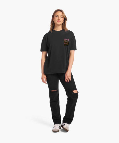 J&JP Women Yazhi Printed Oversized T-Shirt -Black