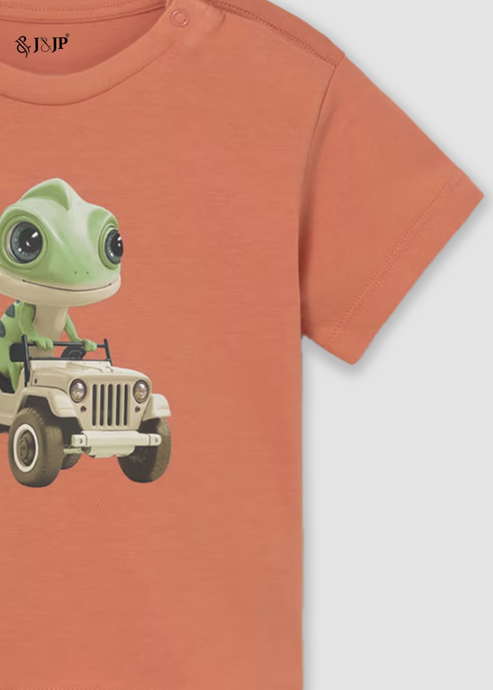 J&JP Boys Jeepzy Ride Graphic Printed Casual Orange T-Shirt