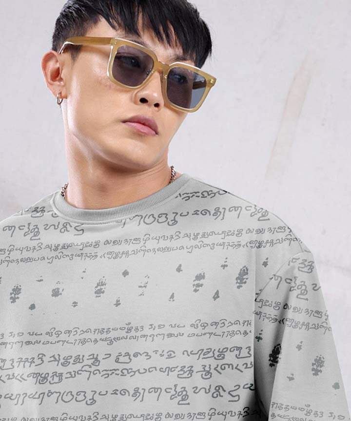Kalvettu Tamil T-Shirt Oversized-Grey
