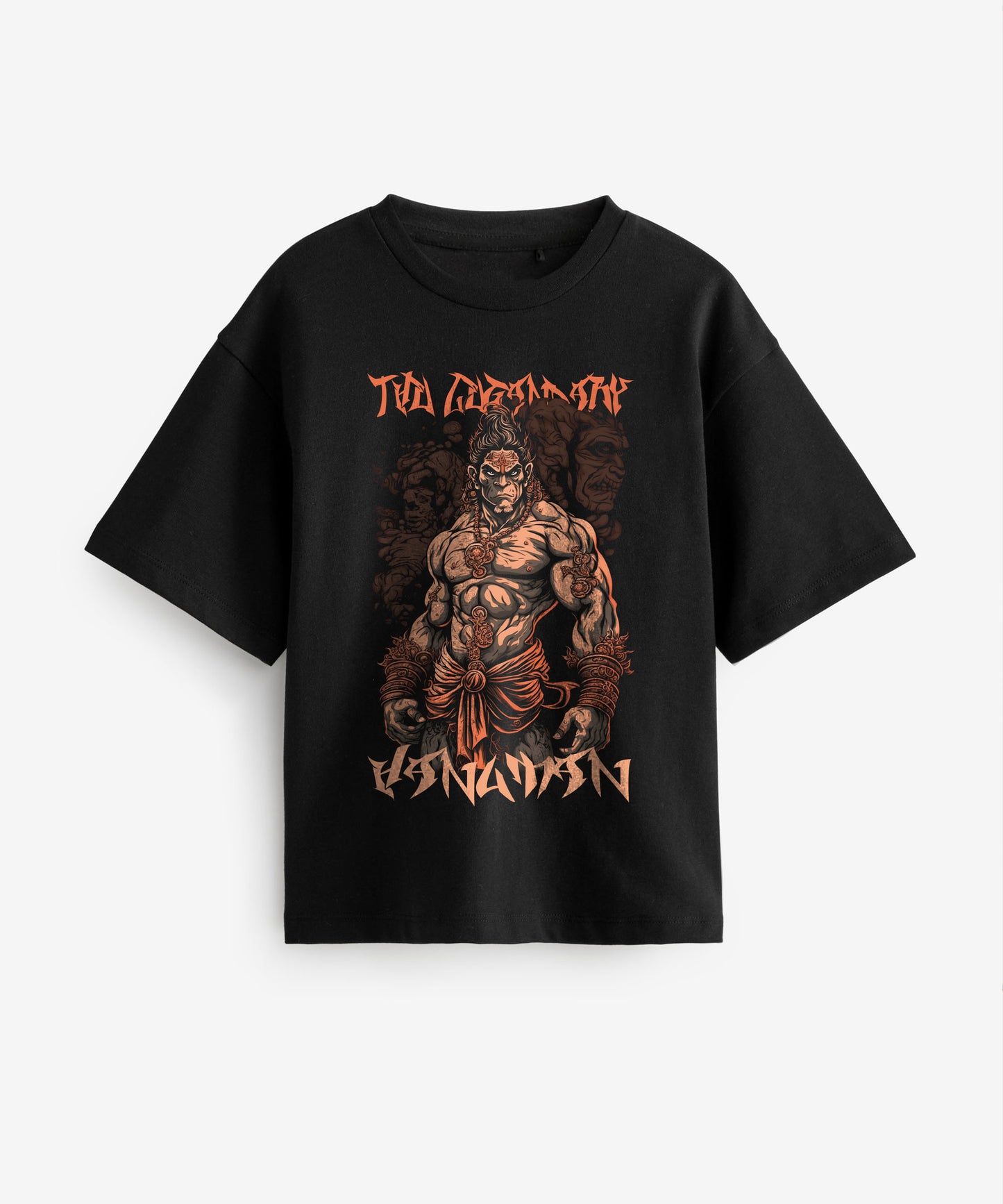 J&JP Hanuman Printed Boys Oversized T-Shirt- Black