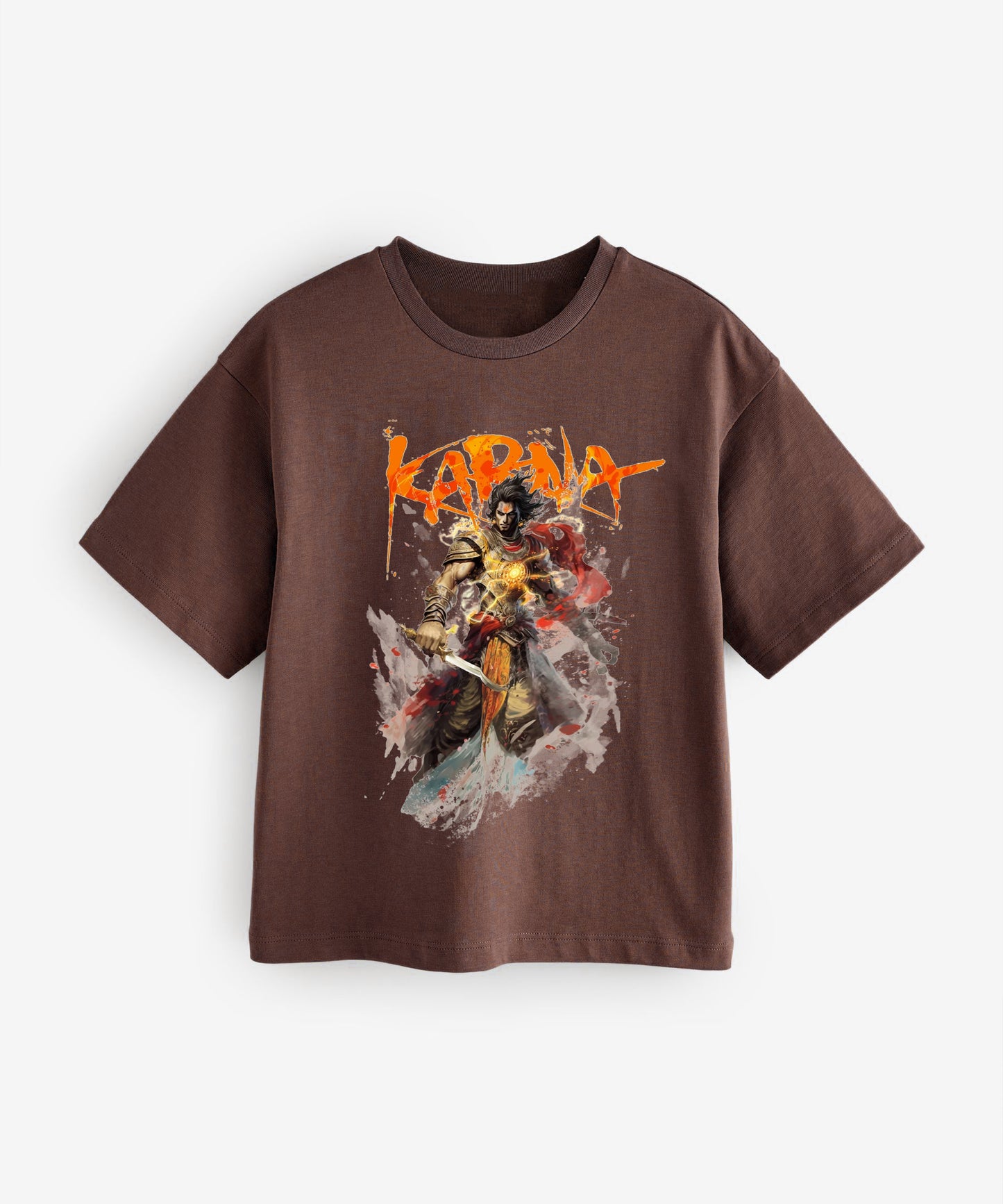 J&JP Karna Printed Boys Oversized T-Shirt- Brown