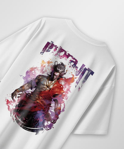 J&JP Men Oversized T-Shirt Indrajit Printed- White