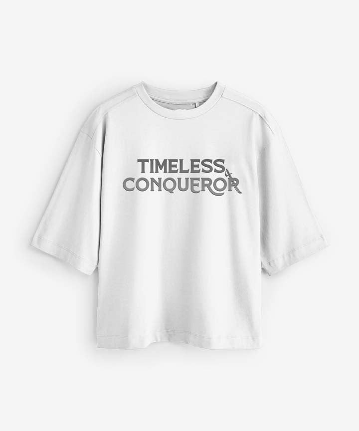 J&JP Women Oversized T-Shirt Bhima Sena Printed -White