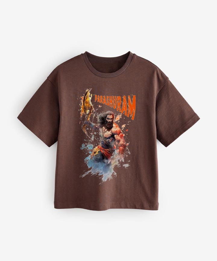 J&JP Parashuram Printed Boys Oversized T-Shirt- Brown