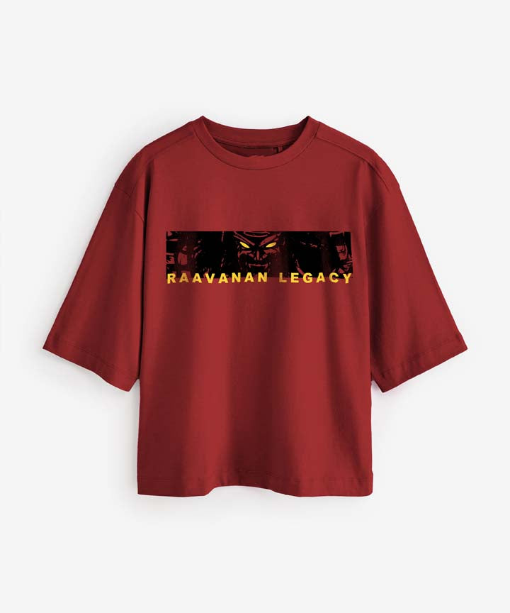 J&JP Women Oversized T-Shirt Raavanan Printed - Red