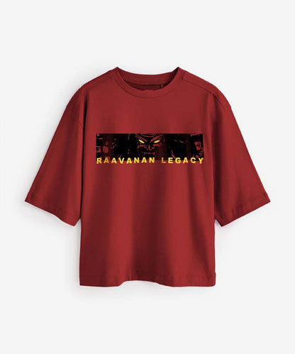 J&JP Women Oversized T-Shirt Raavanan Printed - Red