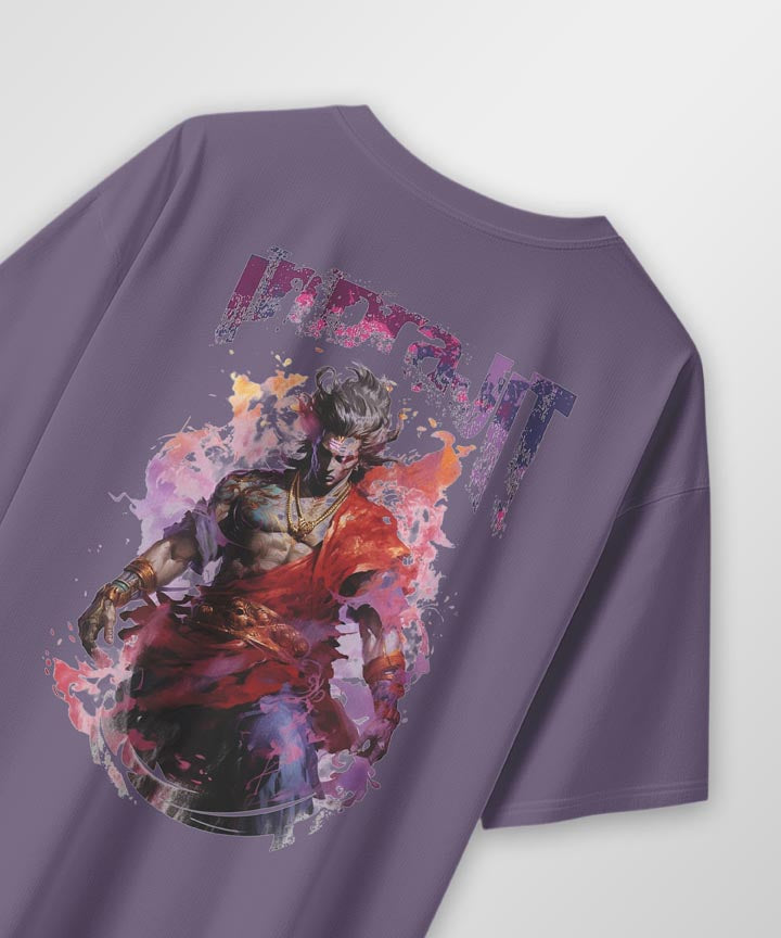 J&JP Men Oversized T-Shirt Indrajit Printed- Purple