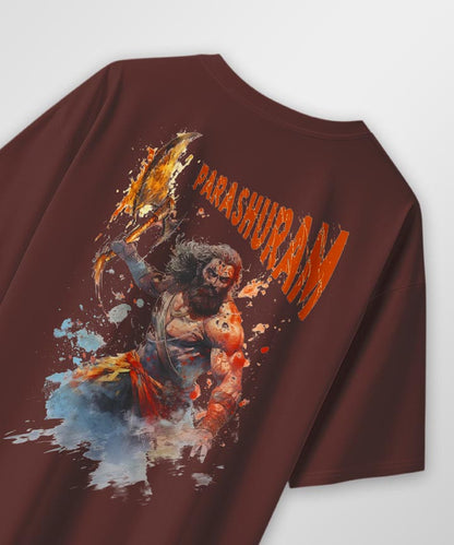J&JP Men Oversized T-Shirt Parashuram Printed- Brown