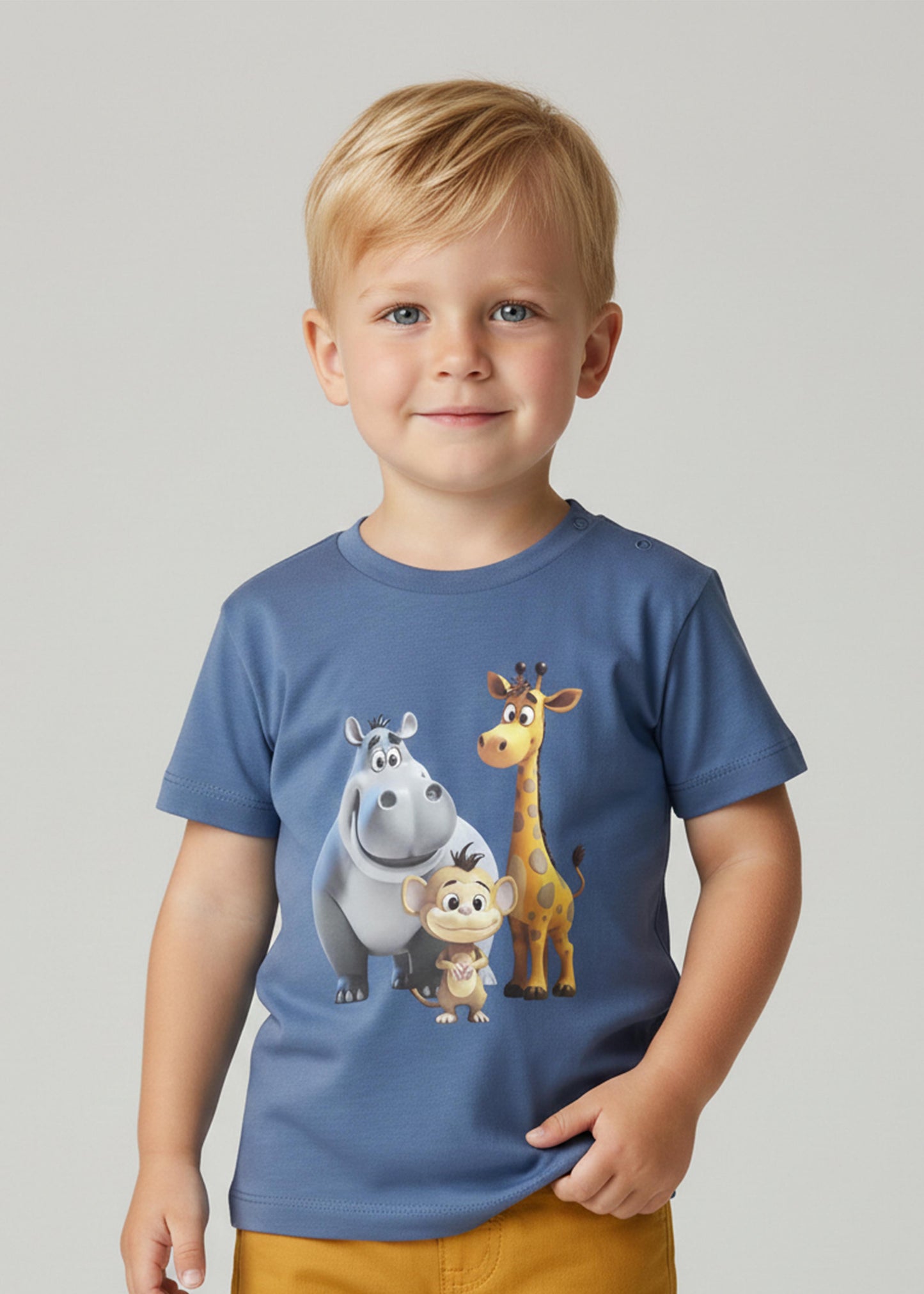 J&JP Boys Animal Graphic Printed Casual Blue T-Shirt