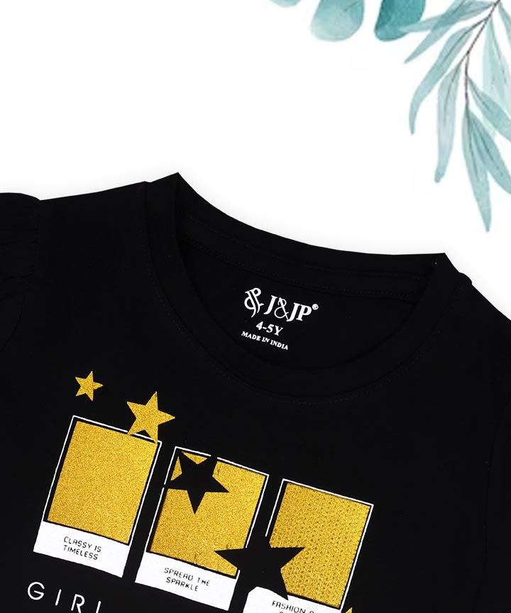 J&JP Kids Girls Printed Half Sleeve T-shirt