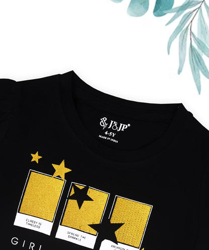 J&JP Kids Girls Printed Half Sleeve T-shirt
