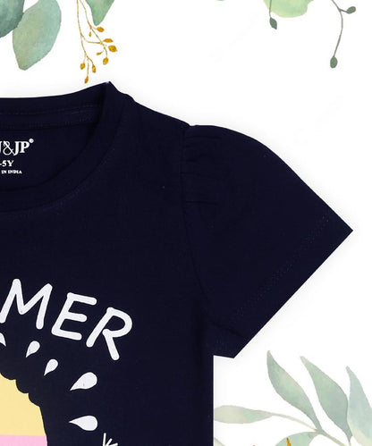 J&JP Kids Girls Printed Half Sleeve T-shirt