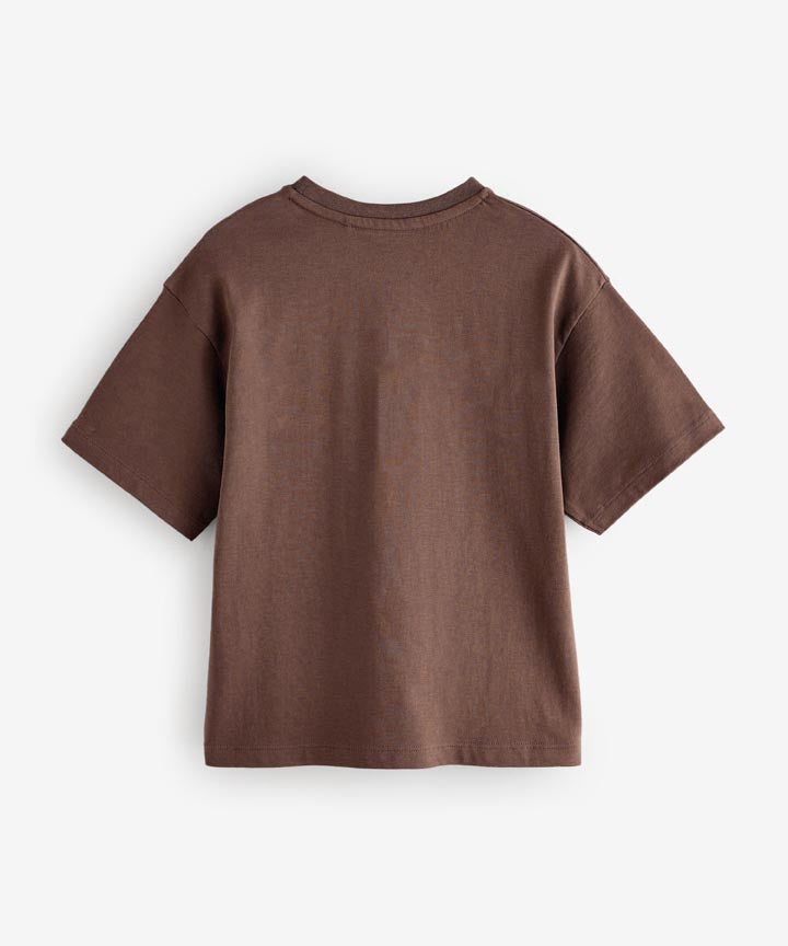 J&JP Karna Printed Boys Oversized T-Shirt- Brown