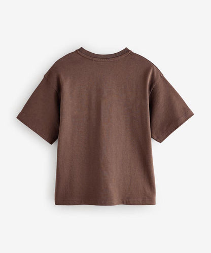 J&JP Karna Printed Boys Oversized T-Shirt- Brown