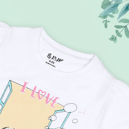J&JP Kids Girls Printed Half Sleeve T-shirt