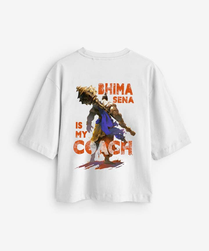 J&JP Women Oversized T-Shirt Bhima Sena Printed -White