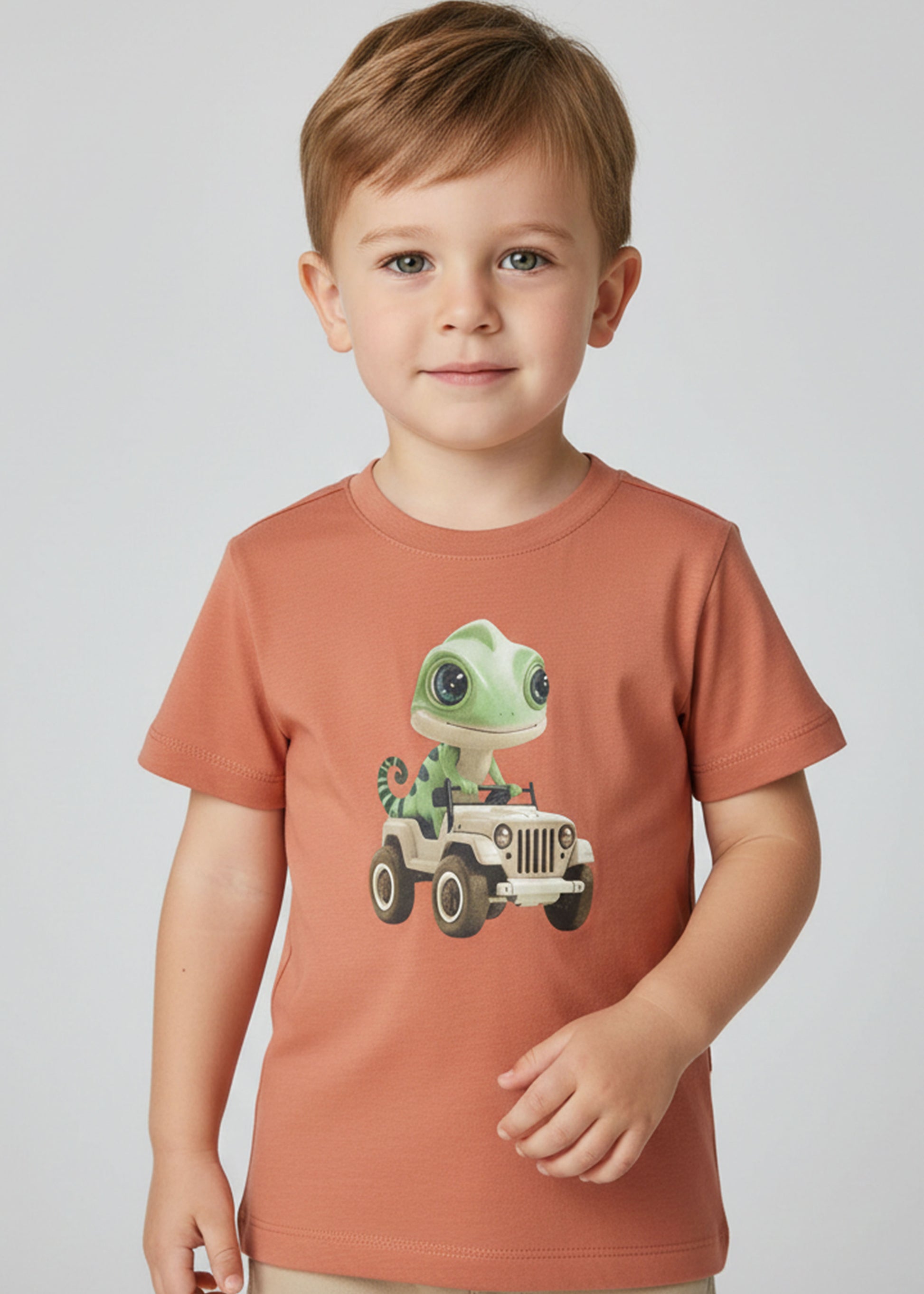 J&JP Boys Jeepzy Ride Graphic Printed Casual Orange T-Shirt