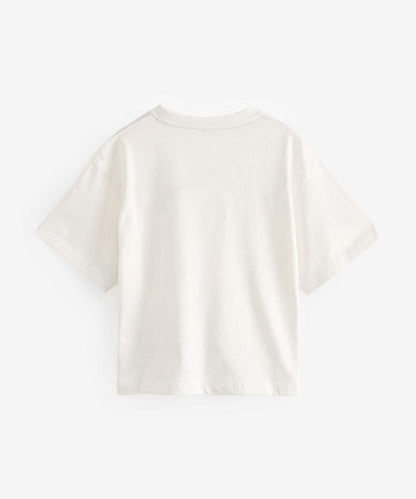 J&JP Bhima Sena Printed Girls Oversized T-Shirt- White