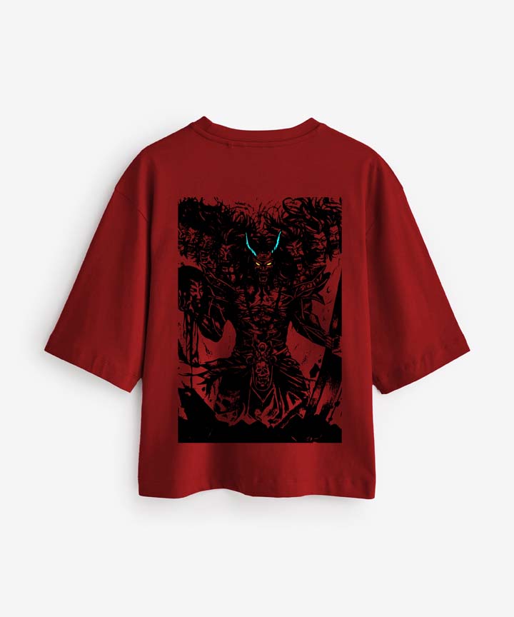 J&JP Women Oversized T-Shirt Raavanan Printed - Red