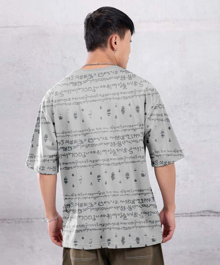 Kalvettu Tamil T-Shirt Oversized-Grey