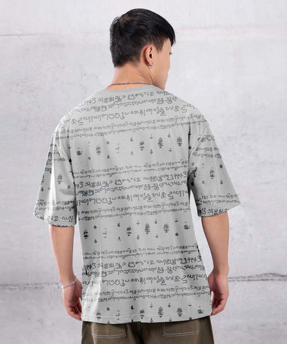 Kalvettu Tamil T-Shirt Oversized-Grey