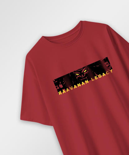 J&JP Men Oversized T-Shirt Raavanan Printed- Red
