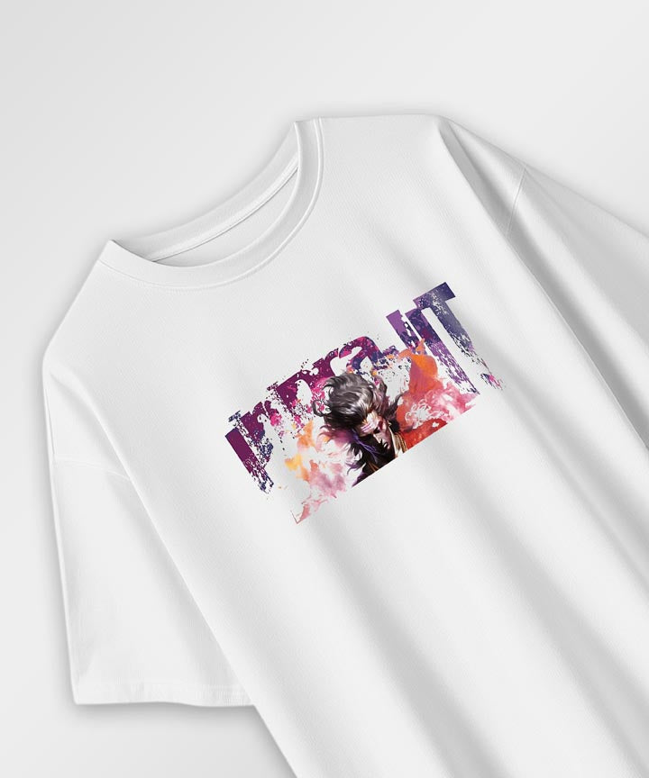 J&JP Men Oversized T-Shirt Indrajit Printed- White