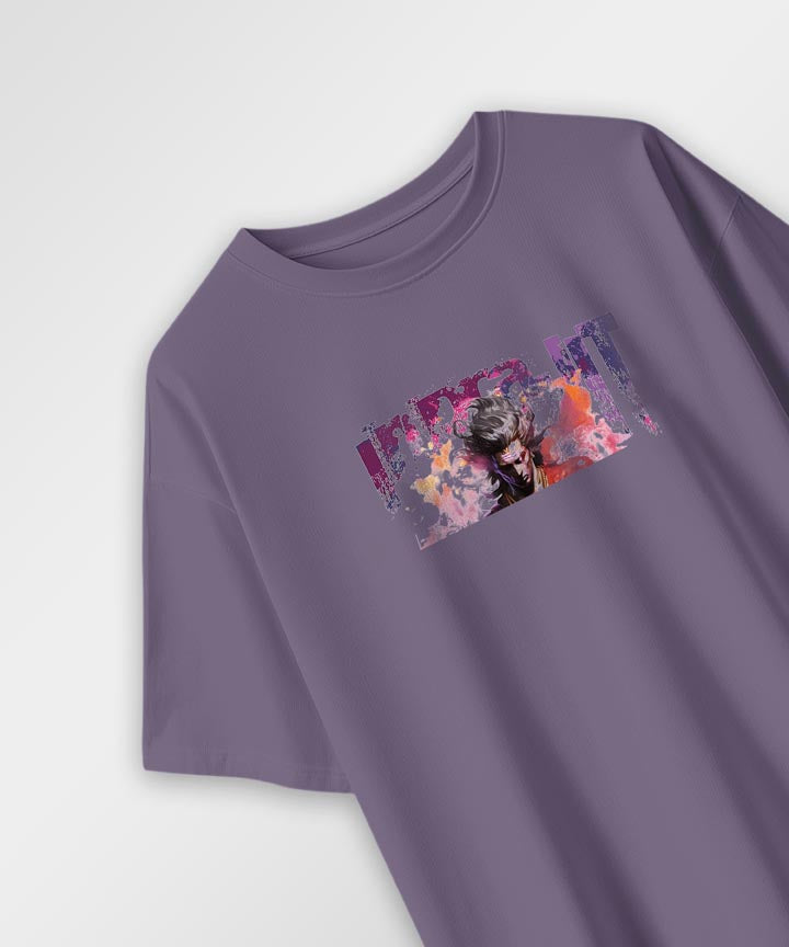 J&JP Men Oversized T-Shirt Indrajit Printed- Purple