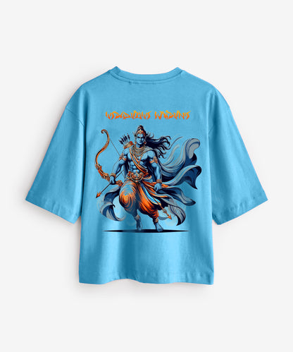 J&JP Women Oversized T-Shirt Krishna Printed -Blue