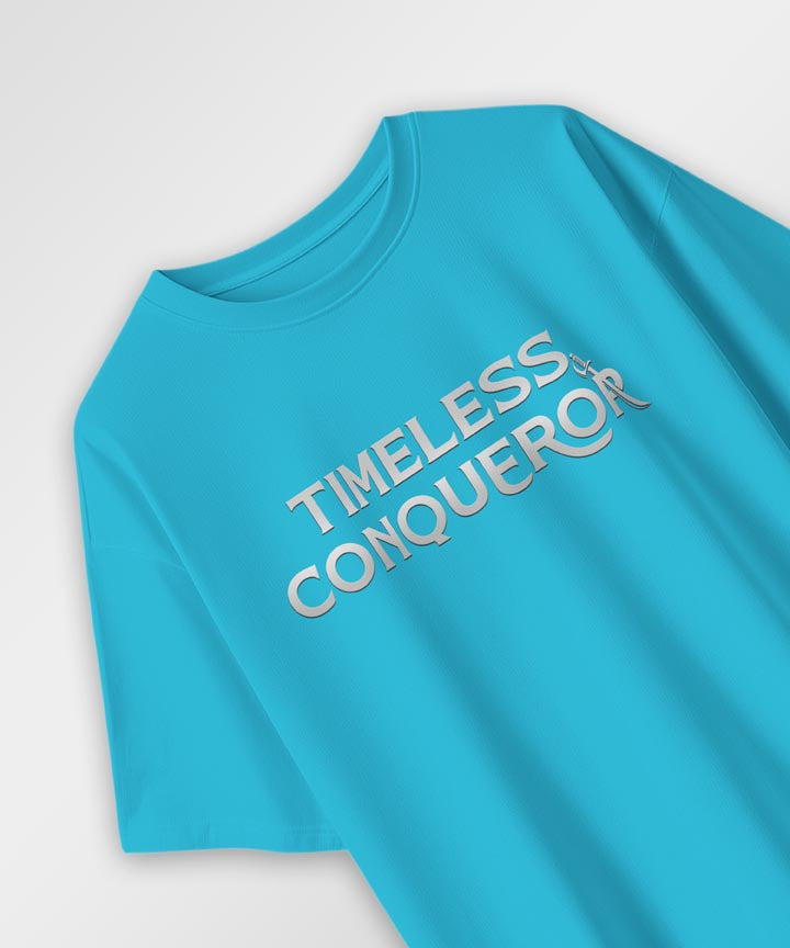 J&JP Men Oversized T-Shirt Krishna Printed- Blue