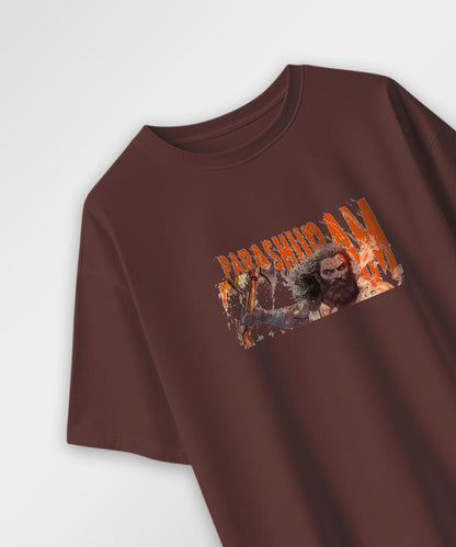J&JP Men Oversized T-Shirt Parashuram Printed- Brown