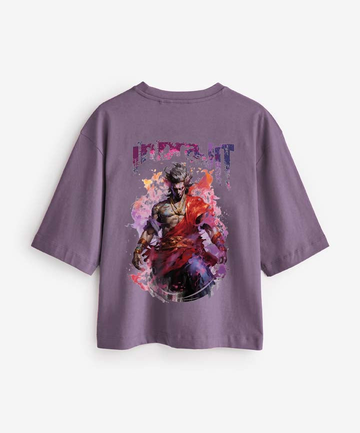 J&JP Women Oversized T-Shirt Indrajit Printed -Purple