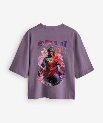 J&JP Women Oversized T-Shirt Indrajit Printed -Purple