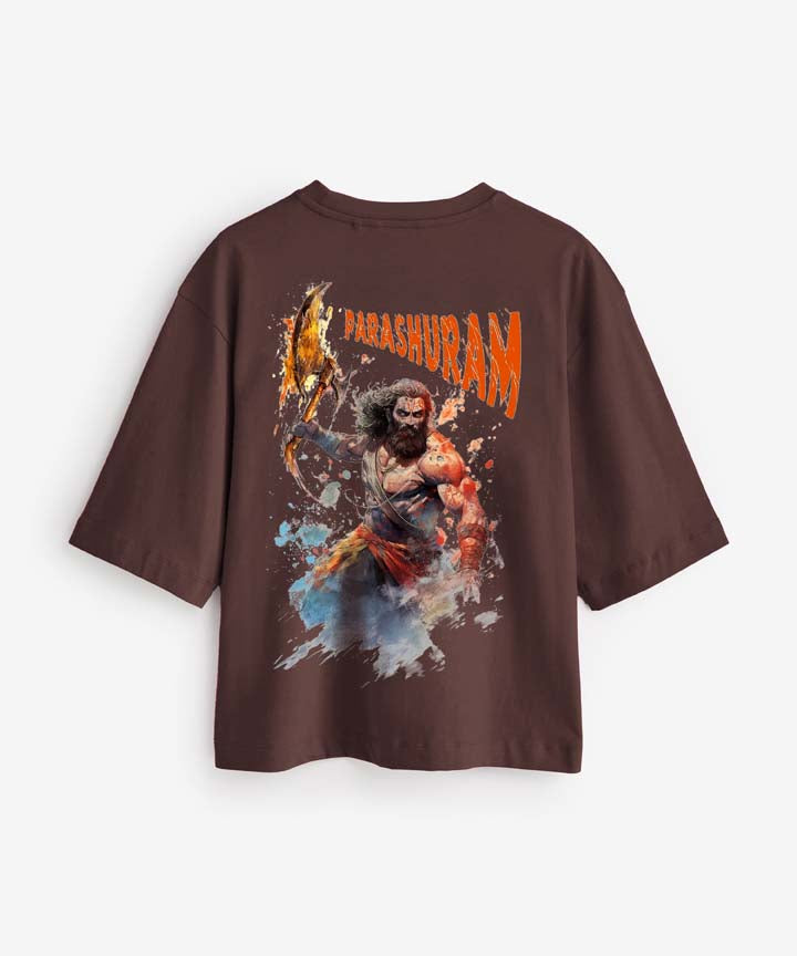 J&JP Women Oversized T-Shirt Parashuram Printed -Brown