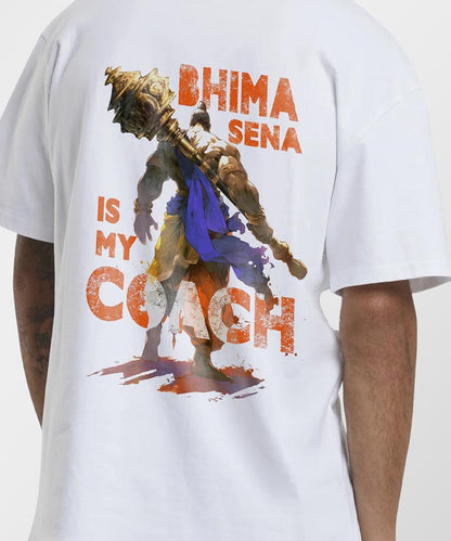 J&JP Men Oversized T-Shirt Bhima Sena Printed- White