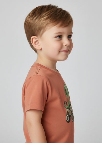 J&JP Boys Jeepzy Ride Graphic Printed Casual Orange T-Shirt