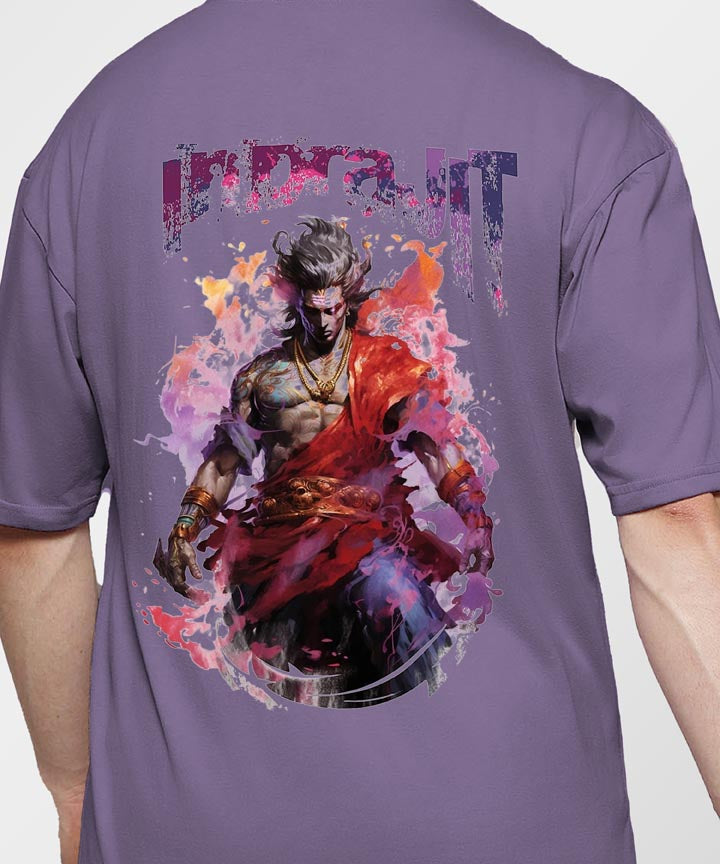 J&JP Men Oversized T-Shirt Indrajit Printed- Purple