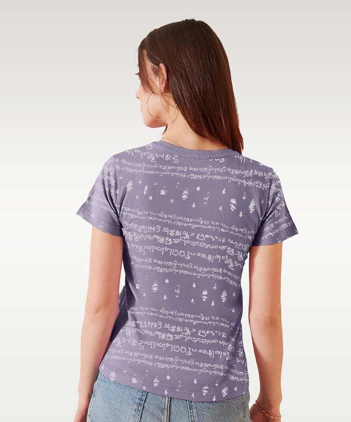 Regular Fit Kalvettu Tamil T-Shirt- unisex-Purple-Pack of 1