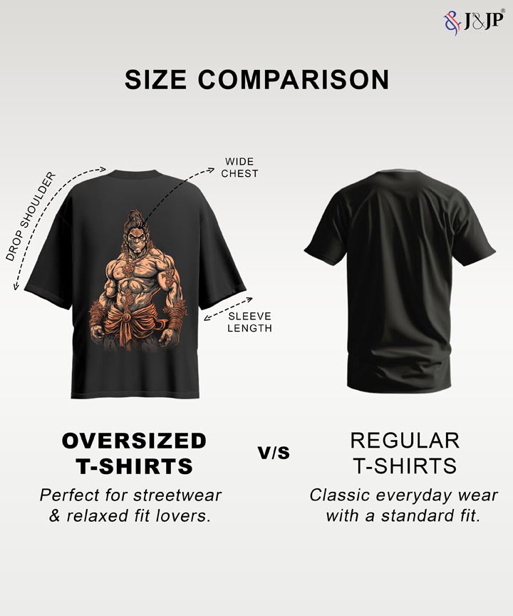 J&JP Men Oversized T-Shirt Raavanan Printed- Red