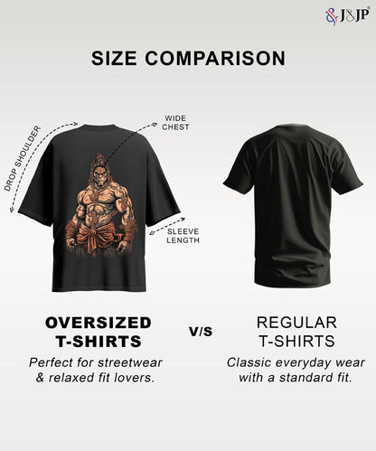 J&JP Men Oversized T-Shirt Raavanan Printed- Red
