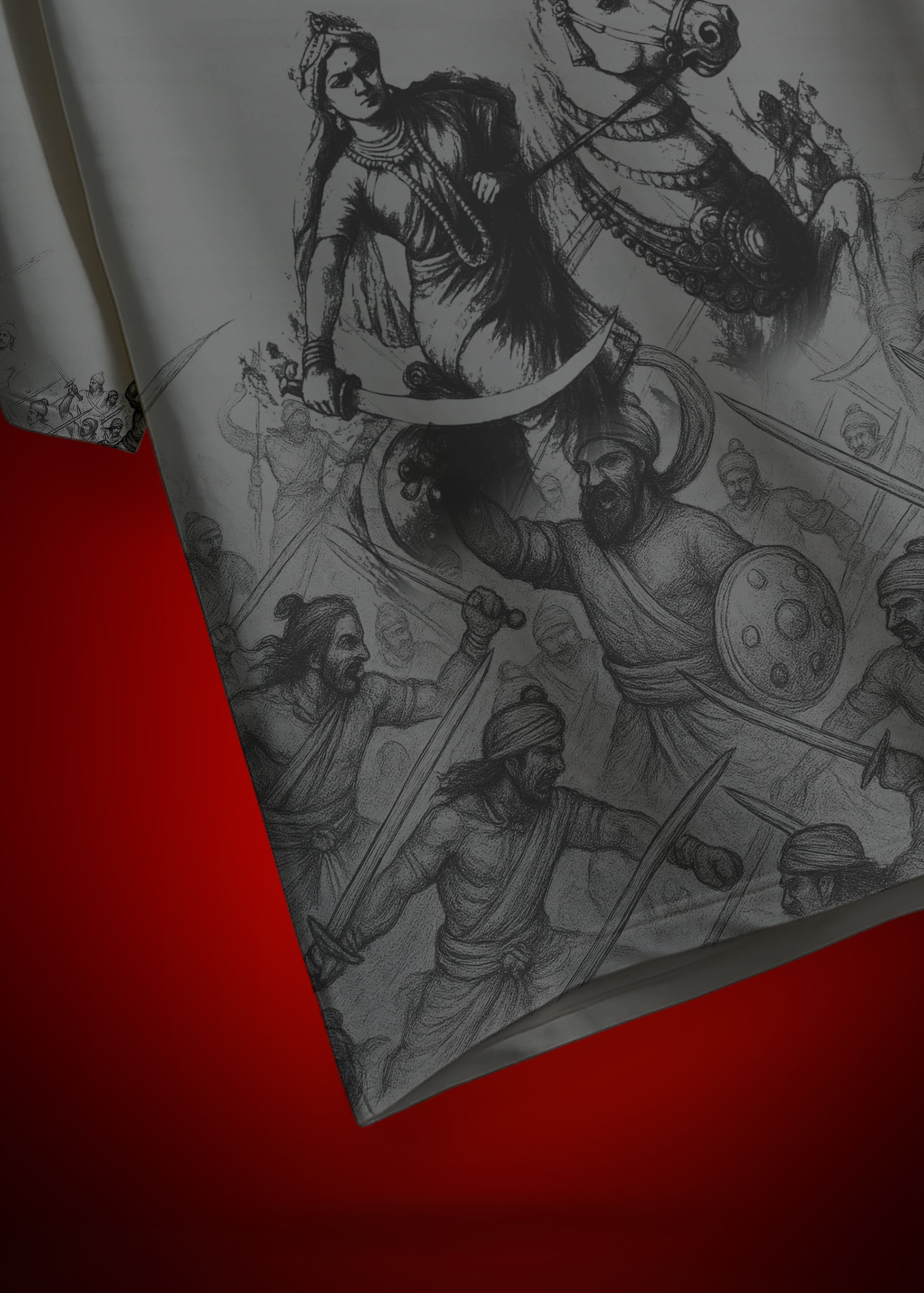 Velu Nachiyar Battle Field Printed T-Shirt- Grey