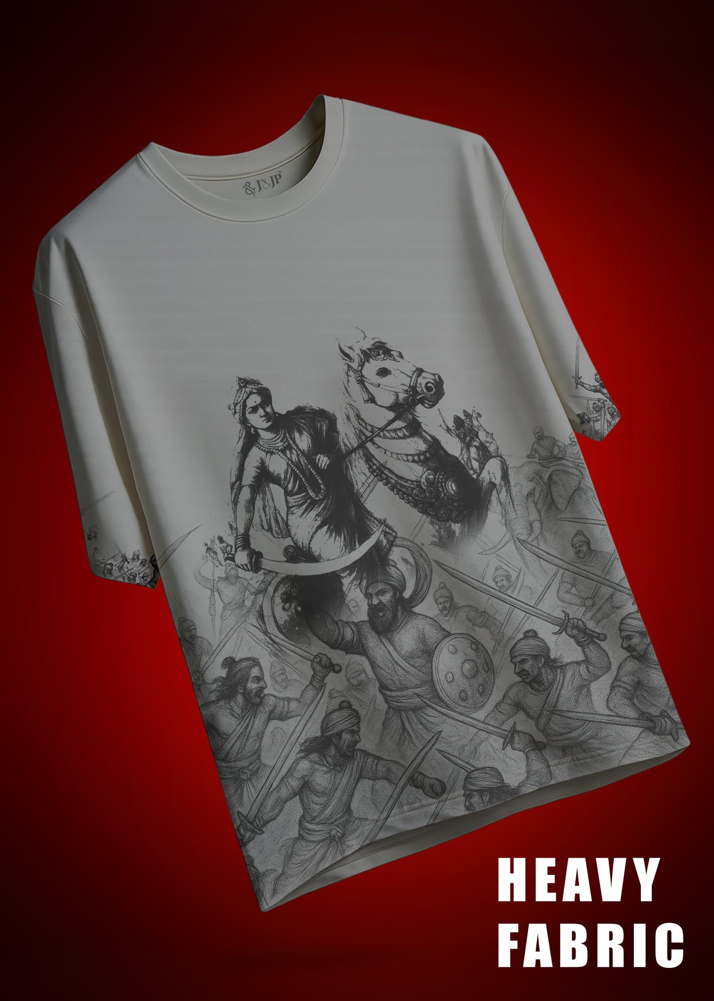 Velu Nachiyar Battle Field Printed T-Shirt- Grey
