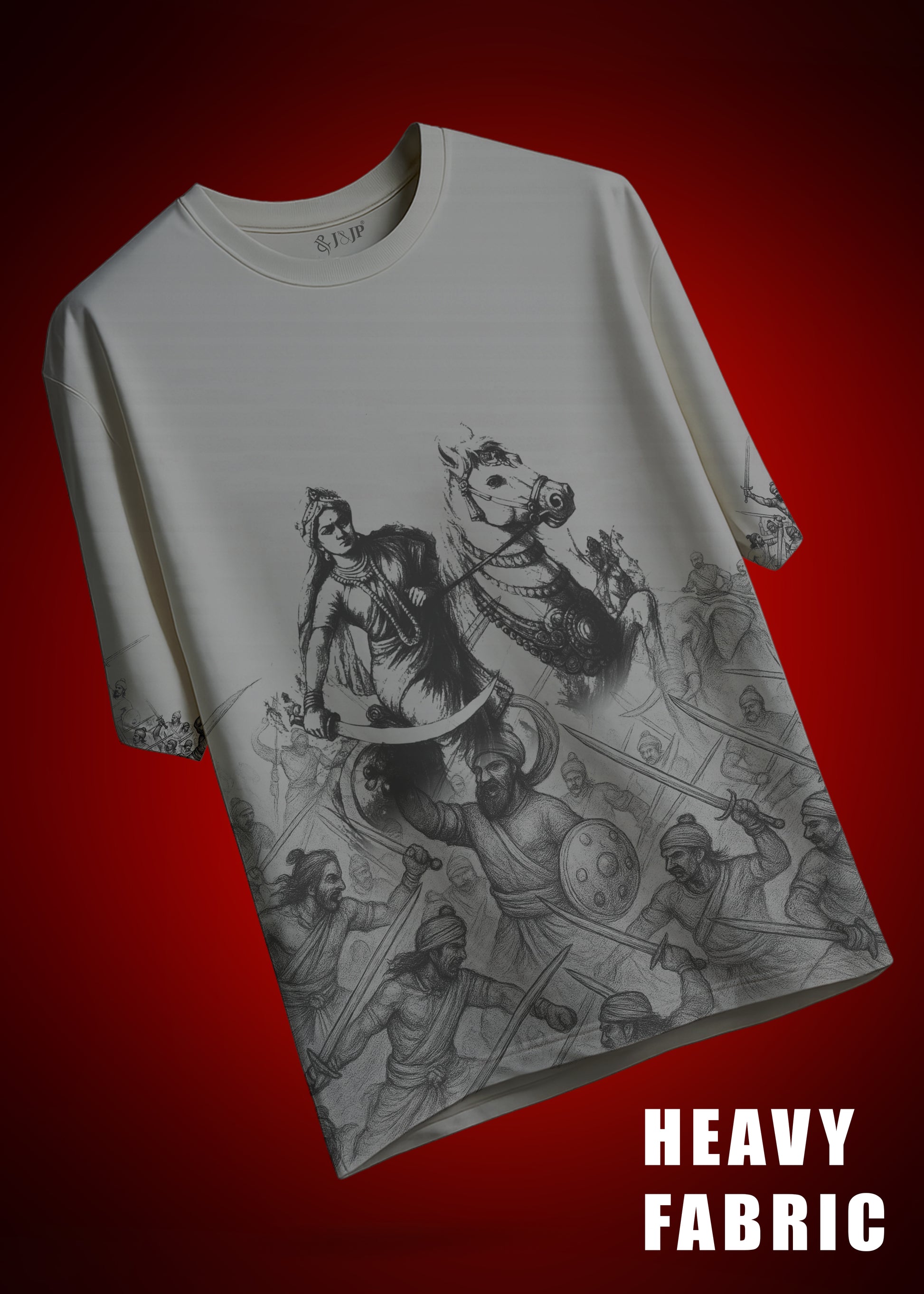 Velu Nachiyar Battle Field Printed T-Shirt- Grey