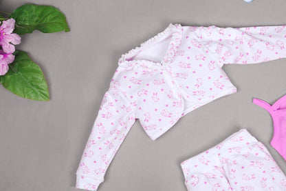 Babies Pink Full sleeve Single Jersey Romper Set